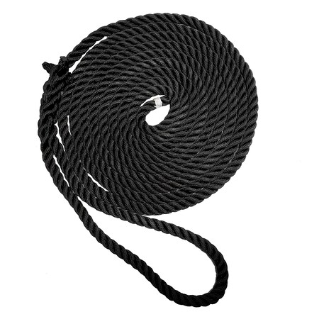 New England Ropes 1/2" X 25' Nylon 3 Strand Dock Line Black C6054-16-00025
